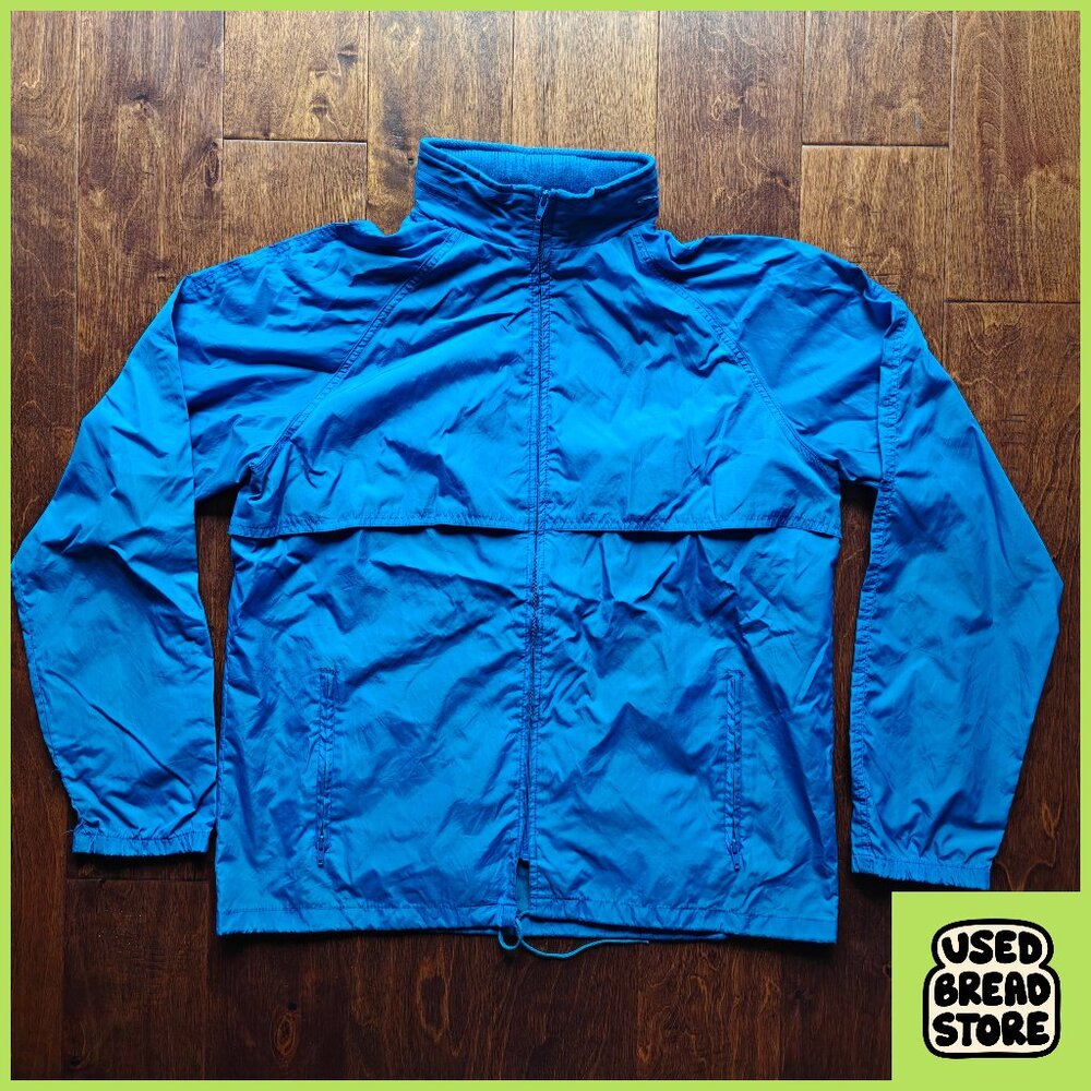 Vintage 90s Tall XL Mens Eddie Bauer Vented Windbreaker Jacket Blue Hooded